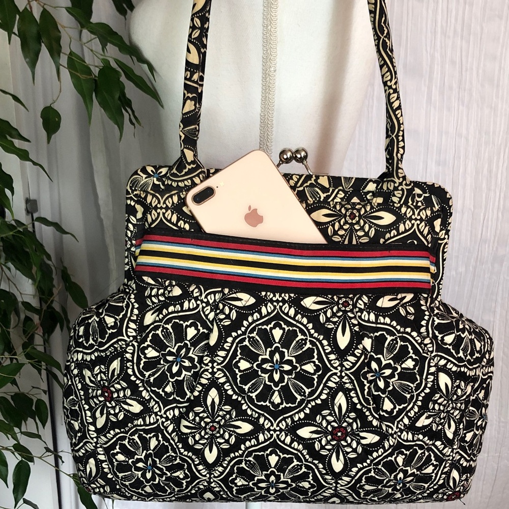 VERA BRADLEY large Barcelona kiss lock satchel bag purse